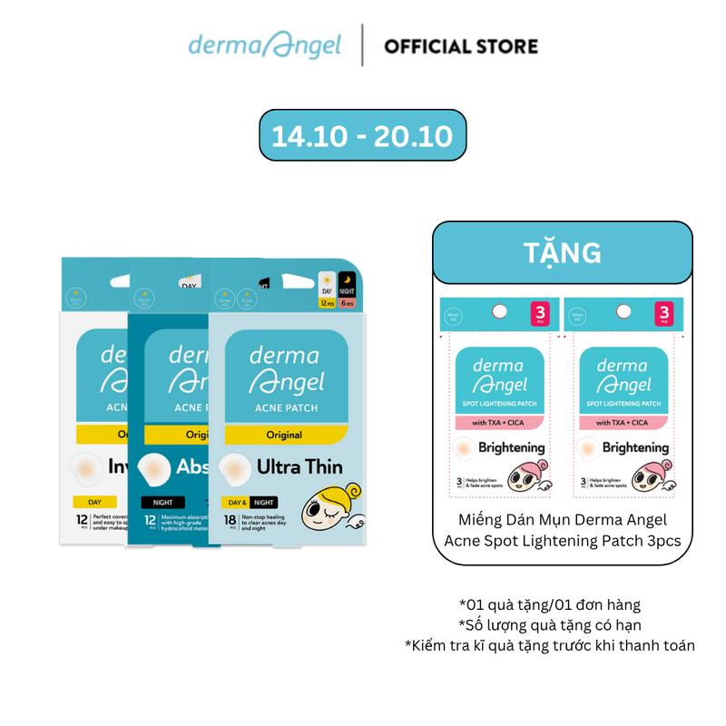 Combo 3 Miếng Dán Mụn - Derma Angel Acne Patch Day 12, Mix 18, Night 12