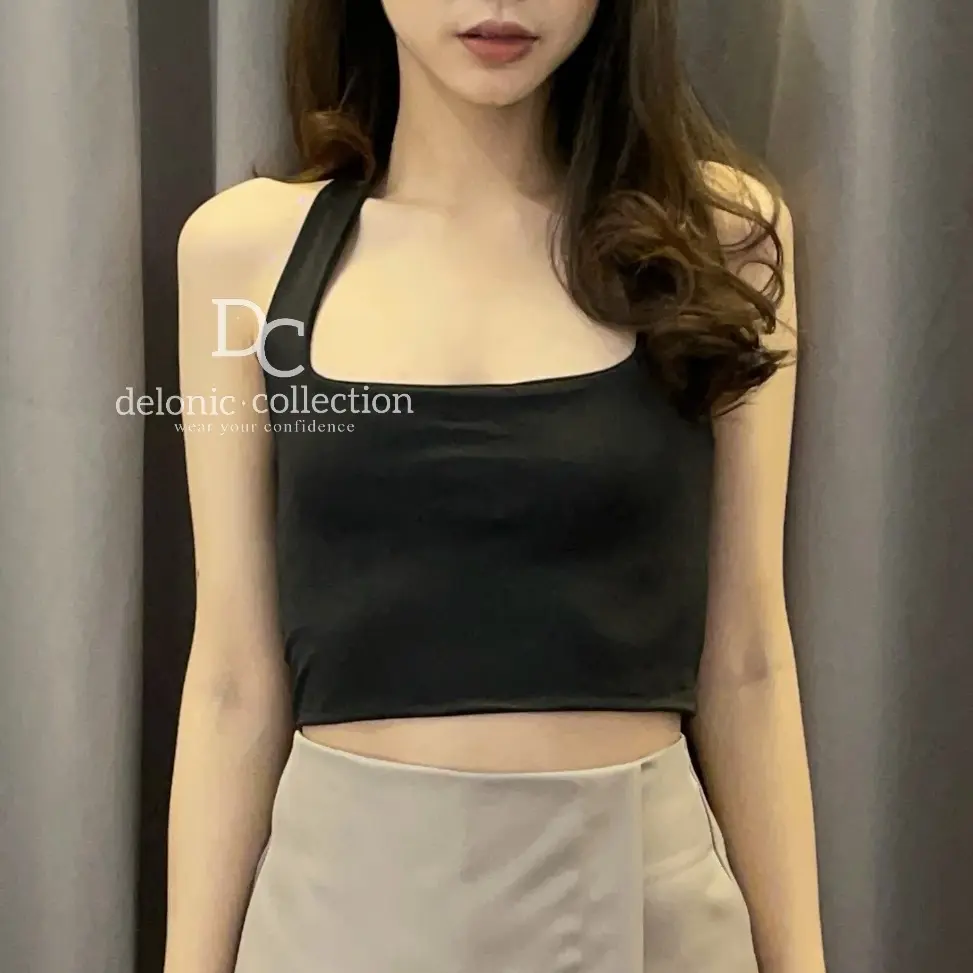 [ S to XL ] Kalea Halter Tank Top Crop Premium Jersey - Atasan Baju Wanita Croptop Square Neck Fashion Wanita Outfit Hangout Korea Kekinian Kasual | Kerja Casual | Pesta Party Formal Santai