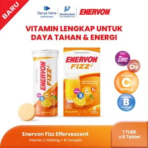 Enervon Fizz Tablet Effervescent (1 Tube x 8 Tablet) -  Suplemen Kesehatan dengan Vitamin C dan B Complex, D3 plus Zinc - Vitamin Lengkap Untuk Daya Tahan & Energi