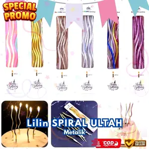 [1 Box isi 6 pcs] Lilin Spiral Ulir Macaron Metalik Ulang Tahun | Lilin Kue Tart / Lilin Cake Dekorasi Party