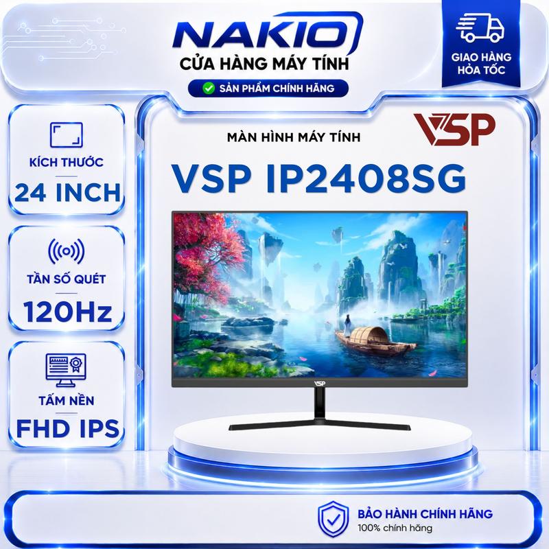 Màn hình máy tính VSP IP2407SG Đen / Trắng (23.8inch / IPS / FHD / 100Hz / 1ms ) - IP2407S 120Hz - IP2408SG - Gaming & Văn phòng
