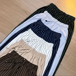 Afcloth - Everyday Pants - Strip Bangkok - Celana Panjang Wanita Baggy Kantor Kuliah Daily Motif Garis Salur Kulot Pinstripe - Celana Formal Casual Wanita Loose Basic