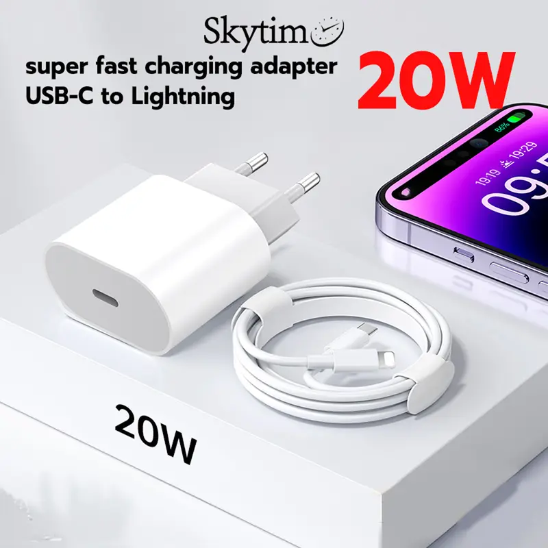 Skytime Charger Super Fast Charging USB C to Lighting 20W Power Adapter  Cable Meter Kabel CA01 Adapter Port Cable Type c to Type c 20 Watt