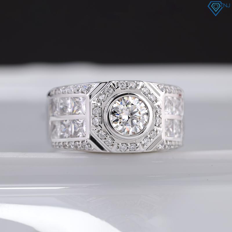 Nhẫn nam kim cương nhân tạo moissanite 6 ly cao cấp NNAM0229 xi bạch kim - có kiểm định GRA