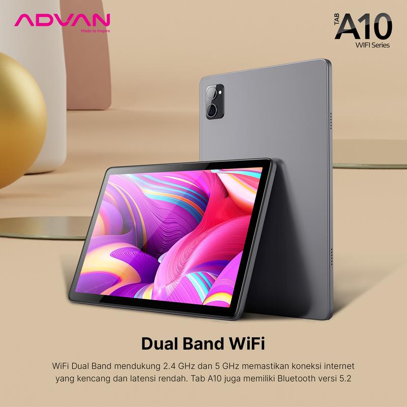 ADVAN TAB A10 Wifi 4GB/64GB 10.1” inch Octa Core IPS Screen Tablet Android 14 5000mAh 7