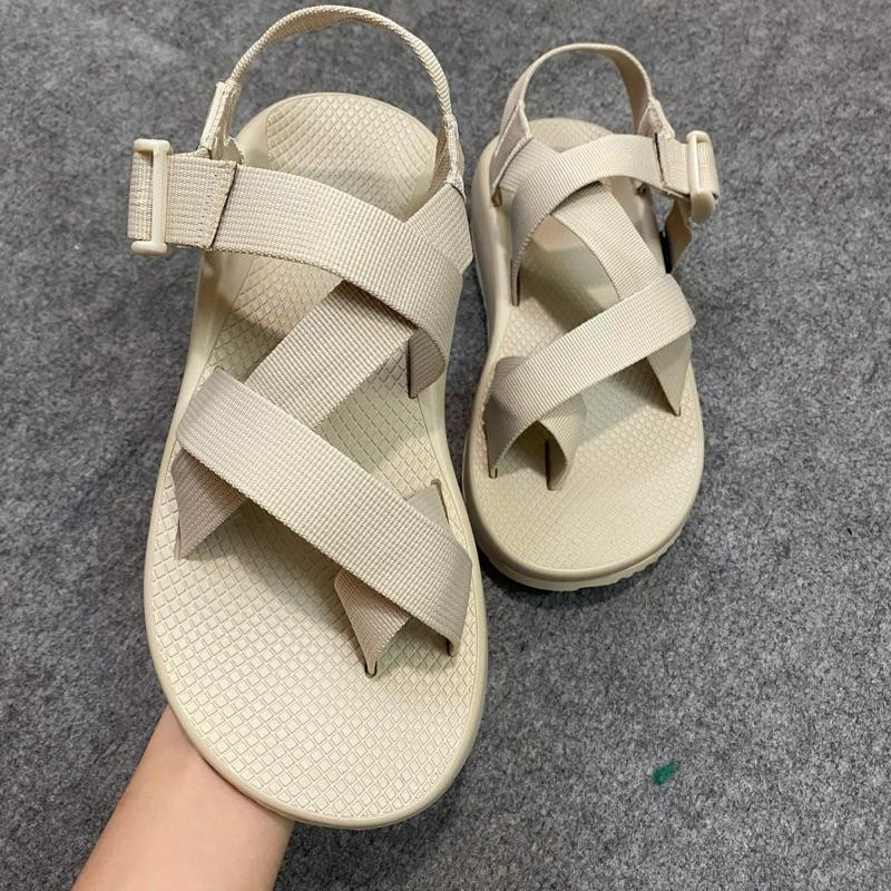  Xỏ ngón  Đế Thơm Quế  Dây Trắng Kem Trơn  Đế Kem  Sandal Chacos Cao Cấp Dép xăng đan Cao Su Quai Hậu Nam 
