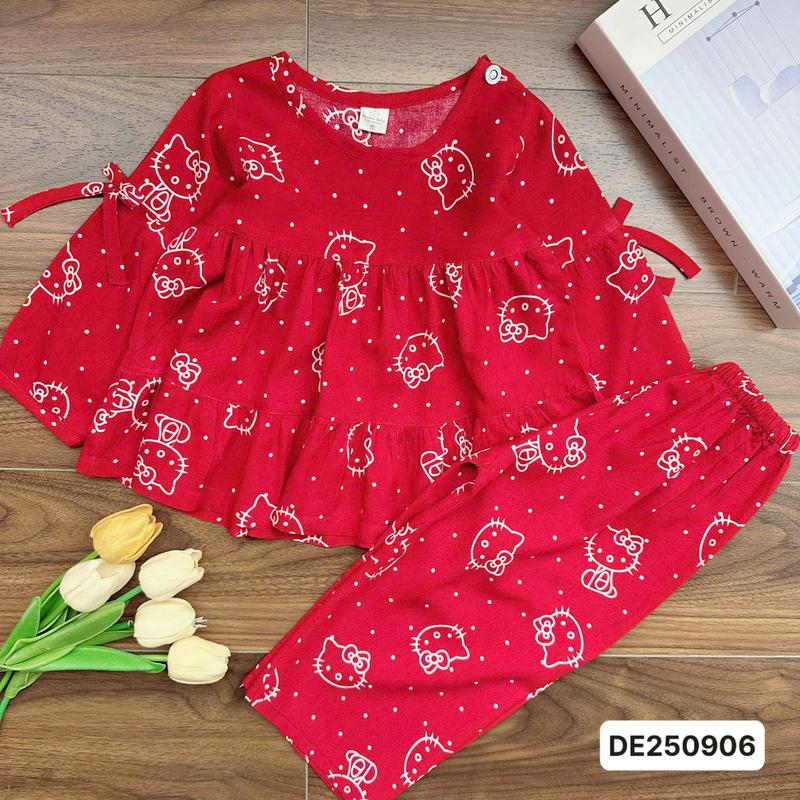 SALE (FORM RỘNG) DE250906 Bộ tole dài Mẹ và Bé 10kg-68kg babydoll tay dài quần dài với chất liệu tole lanh loại 1 mềm mát. MinMin Baby