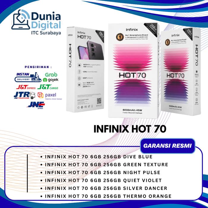 Promo [PROMO] INFINIX HOT 70 6GB 256GB DIVE BLUE, GREEN TEXTURE, NIGHT ...