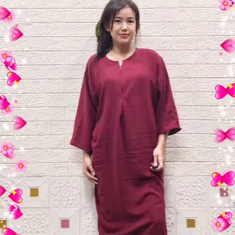 Gamis Daster Krinkle Airflow Lengan 3/4 Resleting Busui Wudu Friendly 1