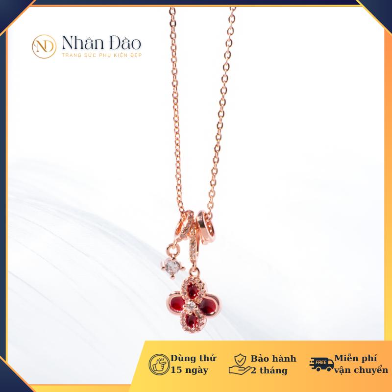 Dây chuyền Charm Cỏ 4 Lá May Mắn Đính Đá Sang Trọng