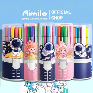 [READY] Aimilo Spidol Warna Warni 1 Set Hexagonal Watercolor Marker Pen 12/24 Warna Stationery Plastik Foto