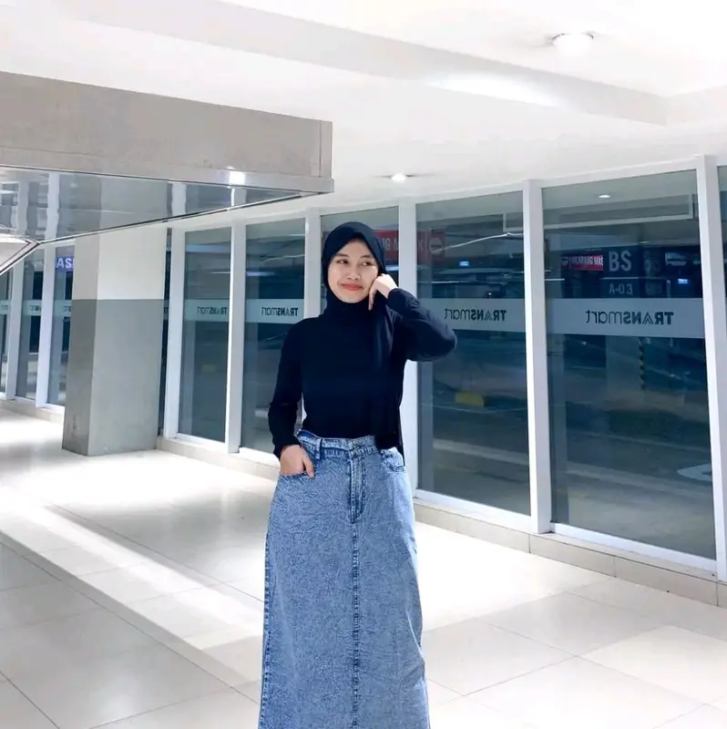 Rok Jeans Skirt Theana//Rok Span Panjang Wanita Nyaman Standar Denim 2