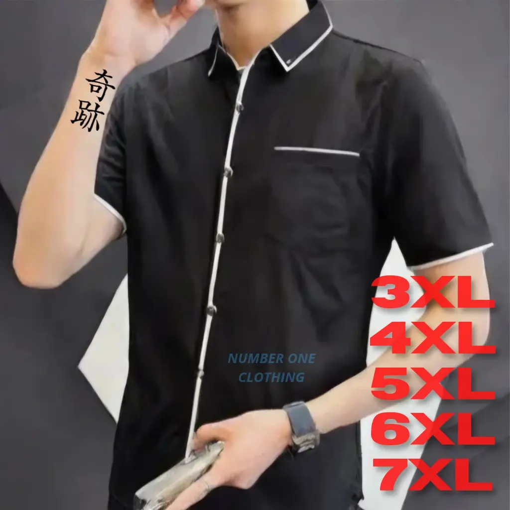 PRIME Kemeja Pria Premium Jumbo XXL XXXL XXXXL Premium Lengan Pendek Termurah Top Brand 4XL 5XL 6XL 7XL Kancing Kantong Katun Nyaman Strip
