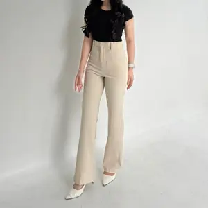 Urchoice - Sooya Cutbray Highwaist Pants - Cutbray Flare Pants Wanita - Celana Anti Kusut