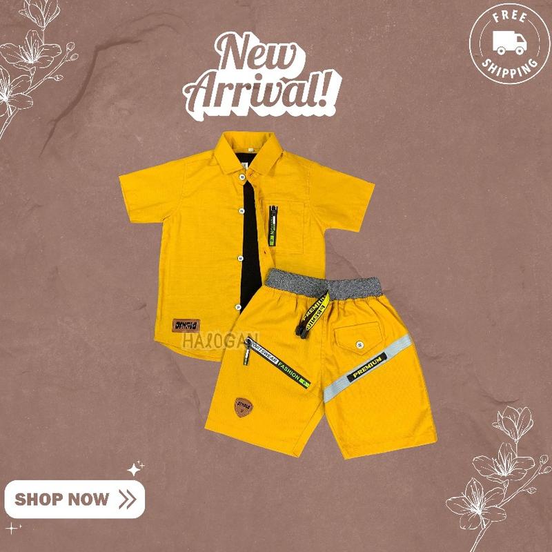 Product Introduction of Setelan Kemeja Anak Cowo Anak Laki-laki Lengan Pendek Celana Pendek Kombinasi Usia 1-5 Tahun By Halogan Kids 30