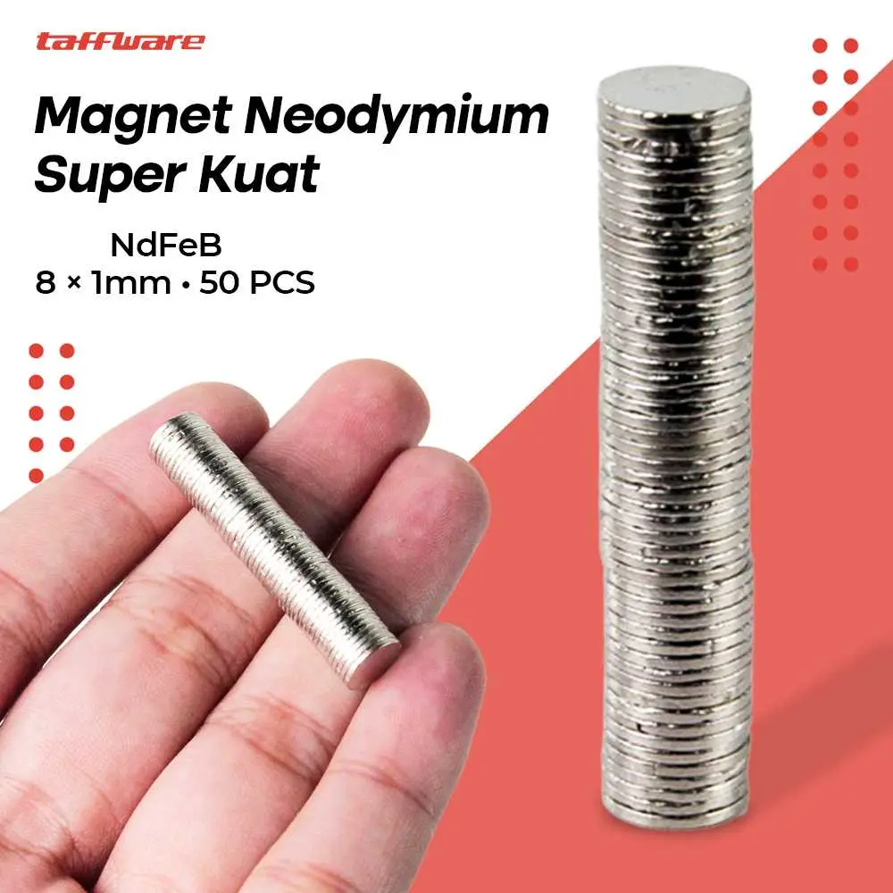[ COD ] Taffware Magnet Neodymium Super Kuat N35 NdFeB 8x1mm 50 PCS