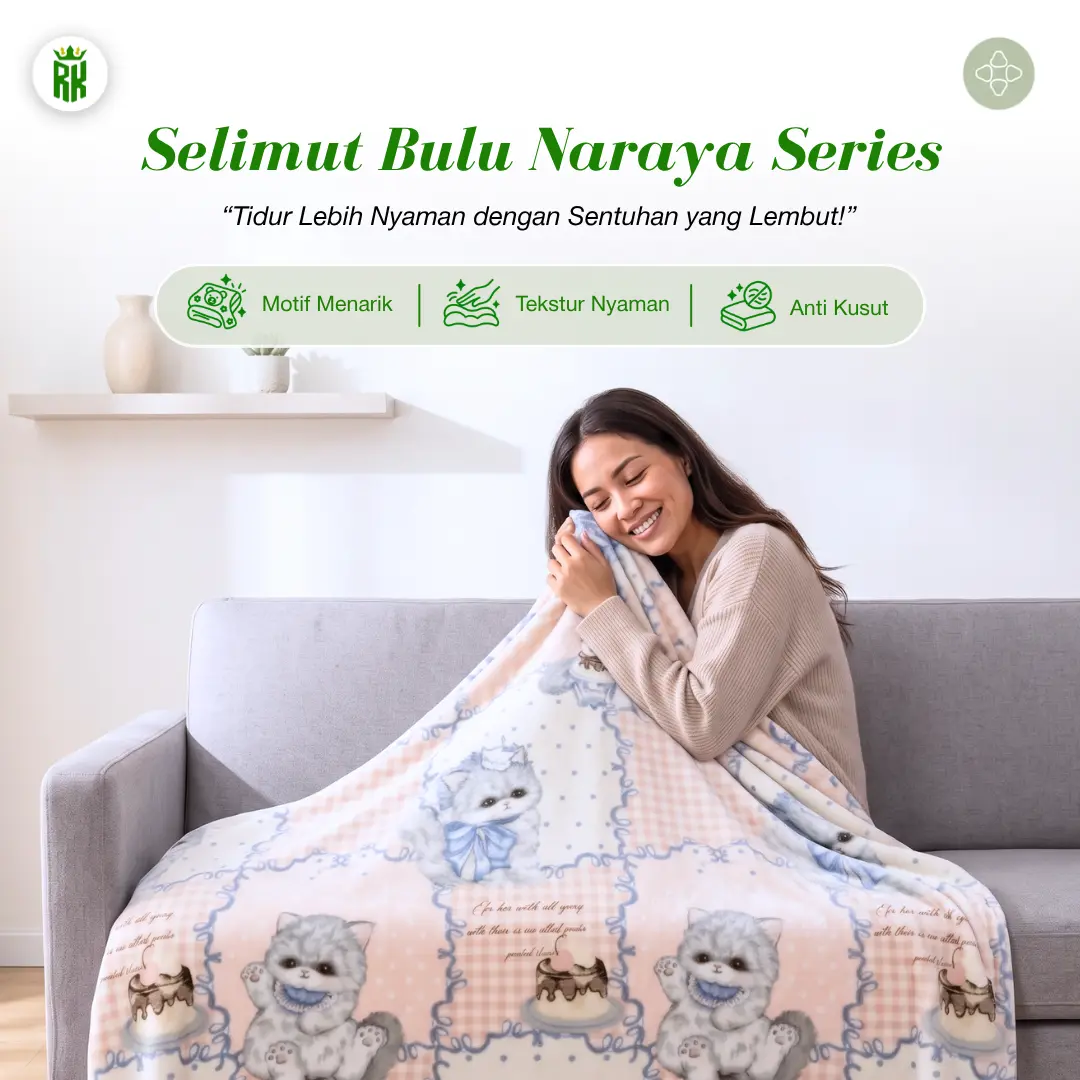 RAJA KARPET - Selimut Bulu Naraya Series  Bahan Selimut Halus Lembut  Motif Lucu Ukuran 150x200cm [10]