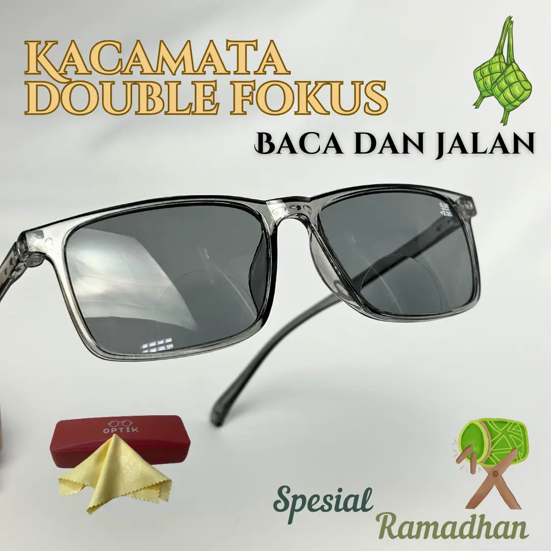 Kacamata Baca dan Jalan Double fokus Lensa Redup Model Kotak