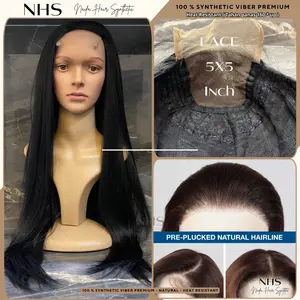 Wig Wanita Frontal Lace 5x5Lace Frontal 65 Cm Bebas Belahan Synthetic Premium Bisa Catok Cuci | 1012