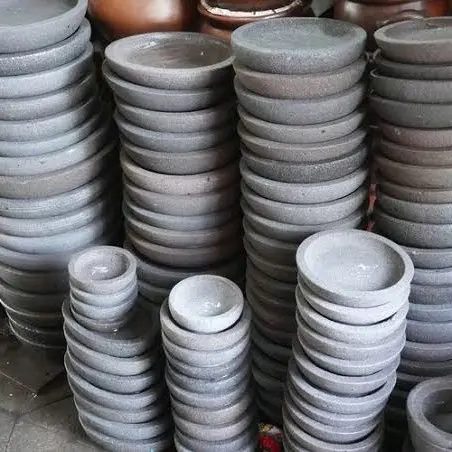 Cobek batu asli 1 set ukuran 22.cm cobek bubut 5
