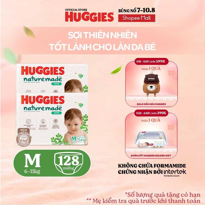 Combo 2 Tã Dán Huggies Nature Made Size M64
