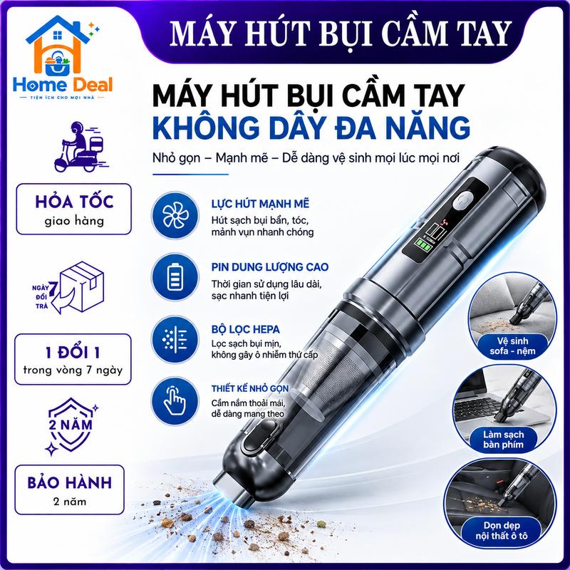 Máy hút bụi cầm tay kèm thổi, máy hút bụi ô tô không dây mi ni công suất cao…