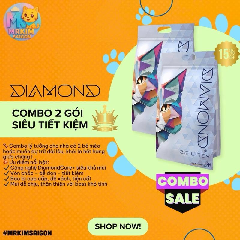 Combo 2 Túi Cát Đất Sét Diamond Hương Cà Phê – Túi 9L (4kg) - Tặng Hạt Khử Mùi