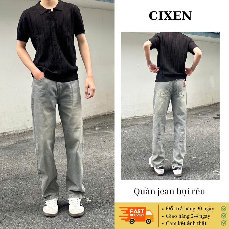 Quần jean ống suông nam nữ màu bụi rêu phong cách streetwear, quần bò jean dài nam cao cấp đủ size unisex
