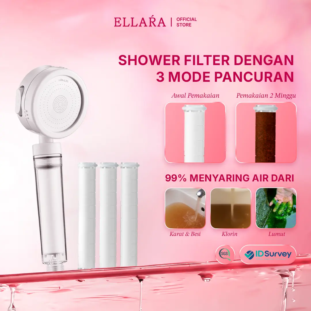 [HOT PRODUCT] Ellara LITE Shower Set dan Filter 3 Mode Pancuran - Shower Filter Premium Dengan 3 Mode Pancuran Air Penggunaannya Sehingga Mandi Lebih Nyaman Anti Karat, Anti Klorin Anti Lumut Pemasangan Dan Perawatan Mudah Gen 0.5 Seesee Shower Filter