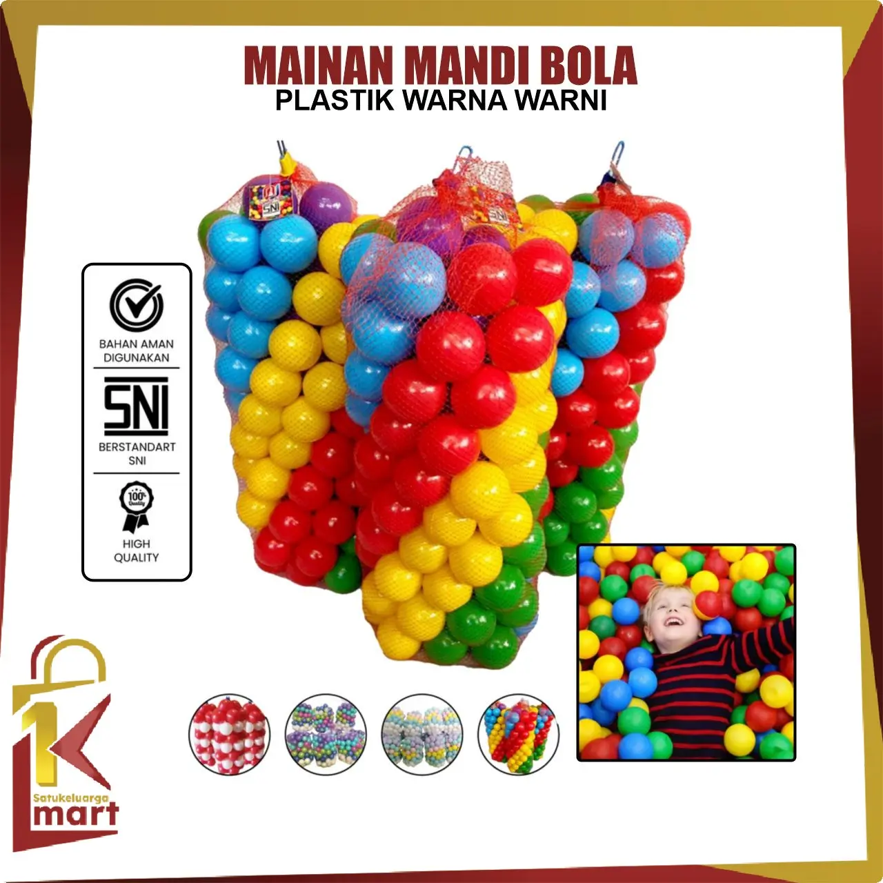 [COD] SM M28 Mainan Mandi Bola Plastik Warna Warni SNI Isi 50 Untuk Tenda Keranjang Mandi Anak-Anak