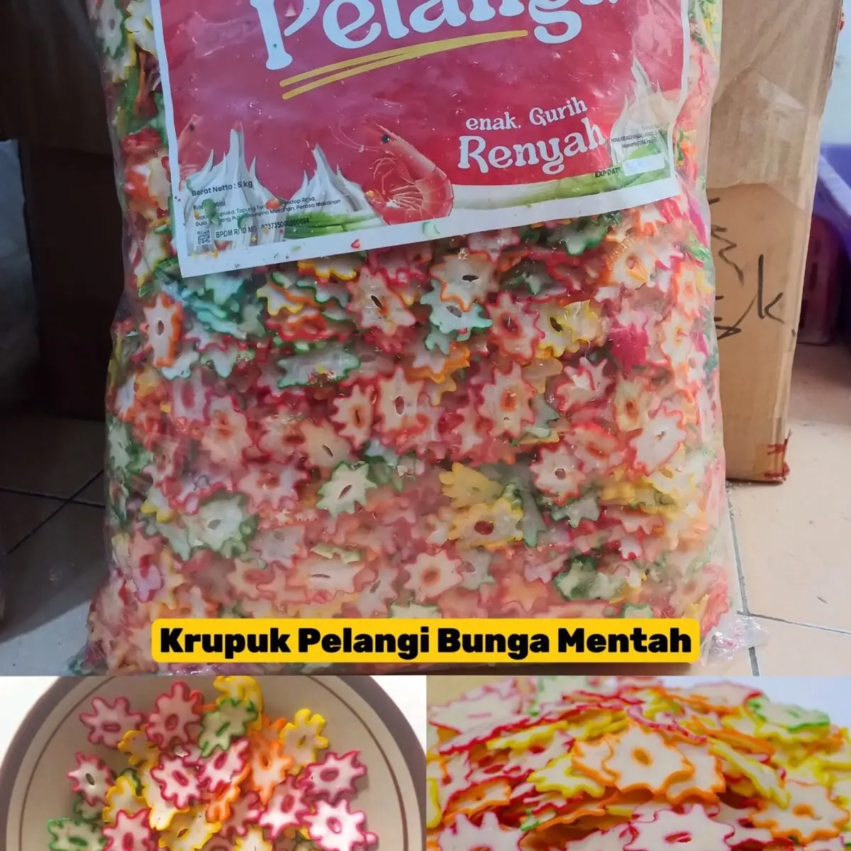 [1 Kg] Kerupuk Pelangi Bunga Tersanjung / Krupuk Seblak Mentah Kiloan