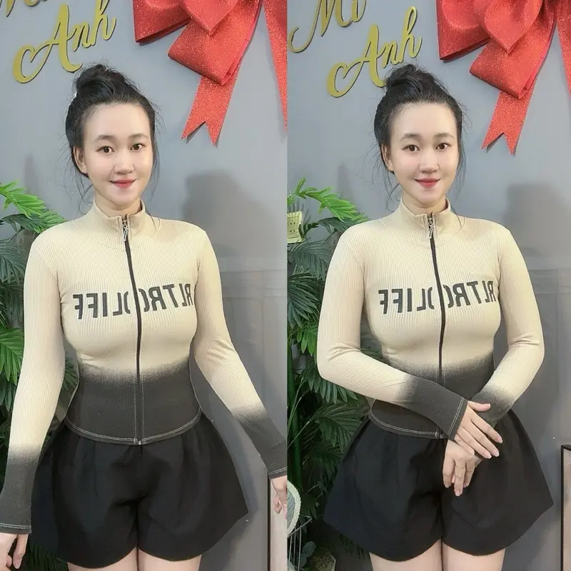 (40-68kg) ÁO KHOÁC LOANG MÀU (CÓ TÚI TRONG) MÃ RT-555, Dáng Ôm Gọn Thun Nữ  Women áo  khoác Top 3
