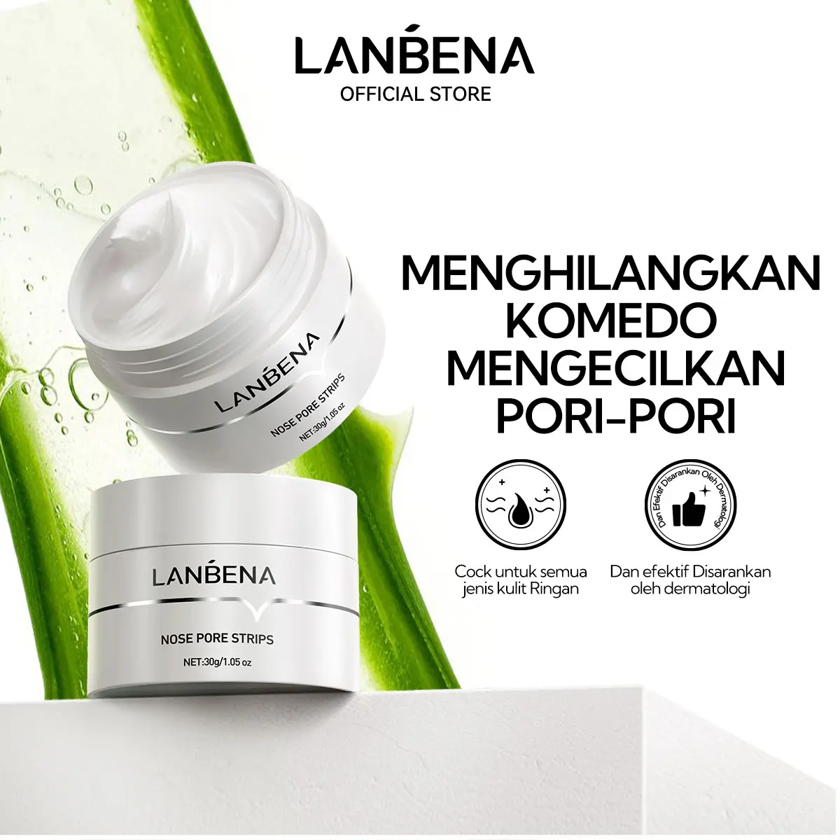 [OFFICIAL]LANBENA Hidung Blackhead Remover Cream Pembersih Komedo Perawatan jerawat Pore Strip Deep Treatment  Cleansing Repairing 30g
