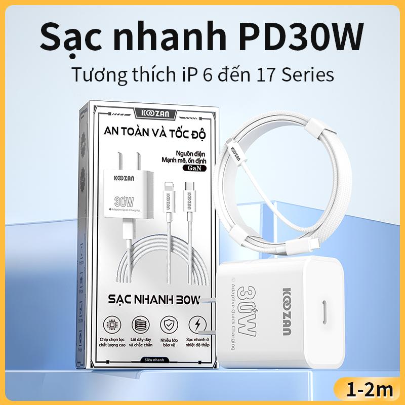 Bộ sạc nhanh IP , Đầu sạc nhanh PD30W, Cáp sạc nhanh 1m2m, Tương thích IP 6 đến…
