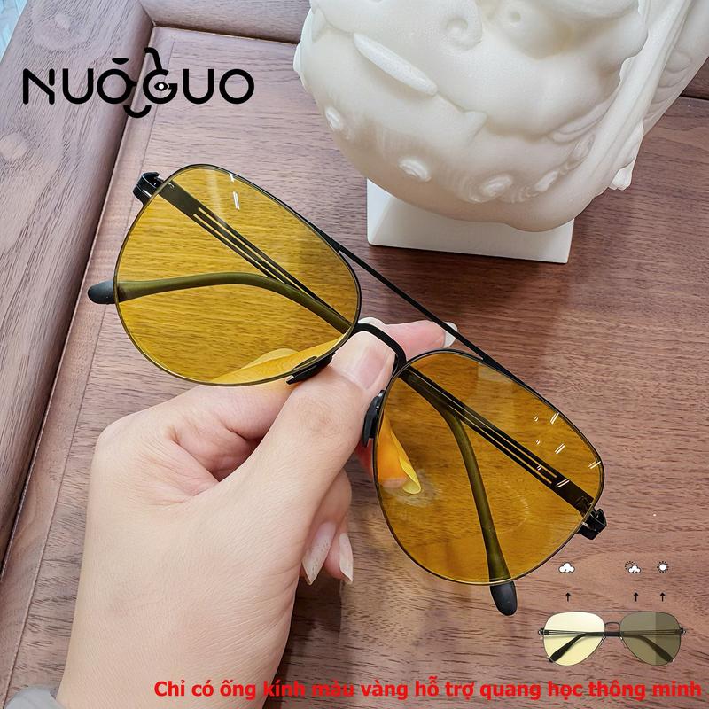Kính Râm Phong Cách Phi Công Thời Trang Mới Dành Cho Nam Và Nữ Với "Độ Phóng Đại Tầm Nhìn Ban Đêm Đổi Màu" Thiết Kế "Ống Kính Màu Vàng"
