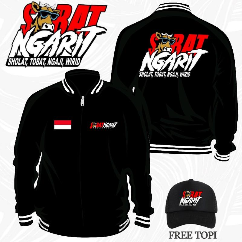 Jaket Baseball Pria Wanita Unisex SOBAT NGARIT V1 | Jaket Varsity Resleting Katun Flacee PREMIUM Bomber Casual Distro 0