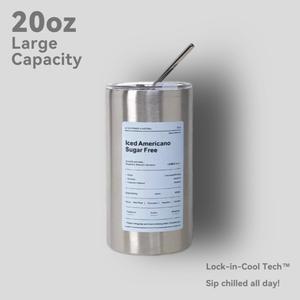 Tumbler Kopi Keluli Tahan Karat, Dinding Berganda, dengan Tudung Dwi (Straw & Sip), 350ml / 600ml, Cawan Americano Ais Mudah Alih, Bebas BPA, Cawan Vakum, Hitam Pusam