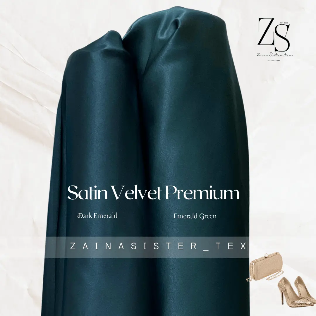 Bahan Kain Satin Velvet Premium Warna Emerald Green Dark Teal