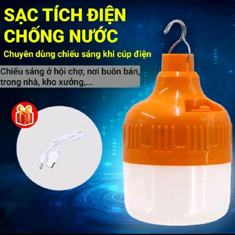Bóng Đèn Bulb Tích Điện 200W Size Đại Có Móc Treo Tiện Lợi LED Siêu Sáng Tiết Kiệm Điện Năng 5V USB Dùng Pin 18650 Chất Liệu ABS Nhựa Cao Cấp