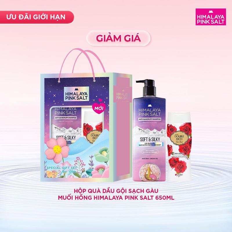 [LG Daily Beauty Official] [SET QUÀ ĐỘC QUYỀN] Hộp quà dầu gội sạch gàu muối hồng Himalaya Pink Salt 650ml