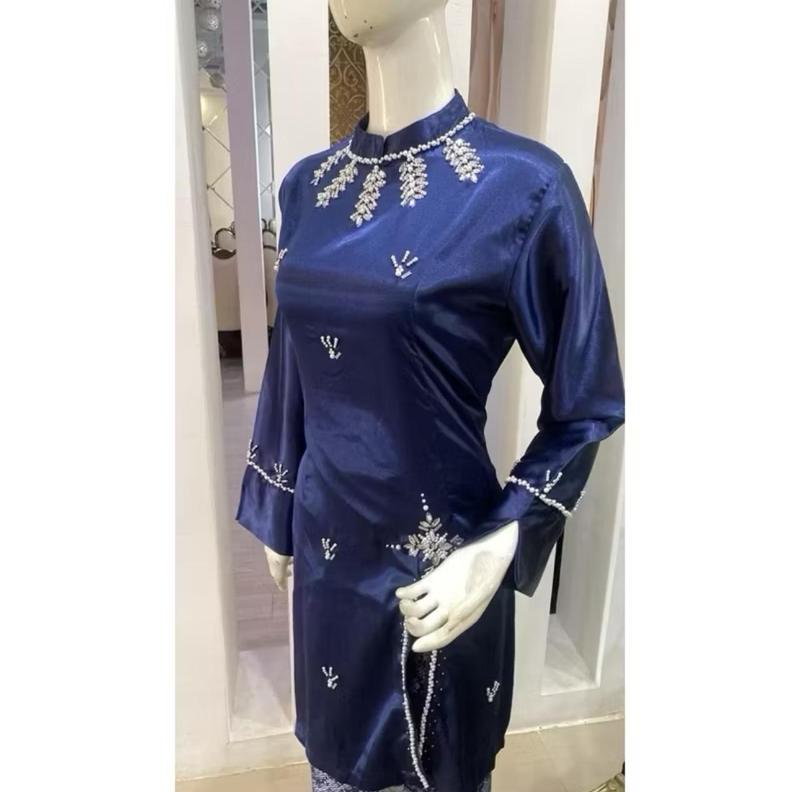 set Baju Kurung Melayu Selendang / Baju Kurung Malaysia Baju Kurung Wisuda Terbaru / Set Baju Kurung Melayu / Set Tunik Payet Modern / Bahan Satin Bridal Premium / Set Seragam Pesta Atasan Dress one  set 9