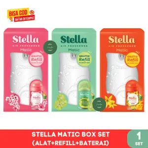 STELLA MATIC BOX SET (TERMASUK ALAT, REFILL dan BATERAI) - Pengharum Ruangan Otomatis (KHUSUS PULAU JAWA-BALI) Pengharum Kamar