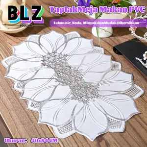 BOLIZUN Taplak Meja Makan Premium Motif Bunga 40x84cm - Desain 3D Cembung, Tahan Panas, Anti air