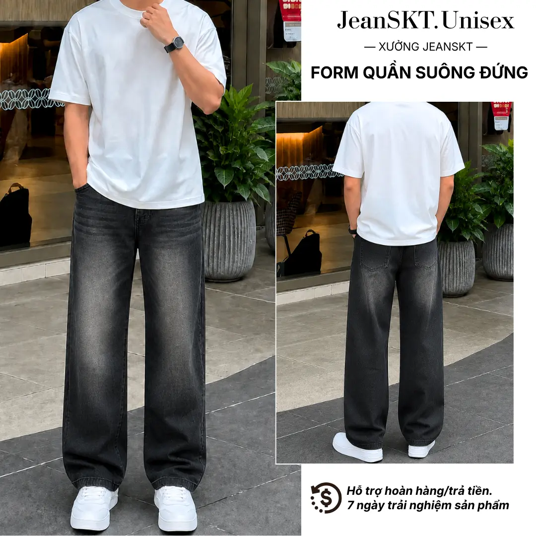 JeanSKT Unisex Quần Jean Wash Màu Nam Nữ Ống Suông Regular Fit Vải Cotton 99% Chất Lượng Cao Xưởng Haven's