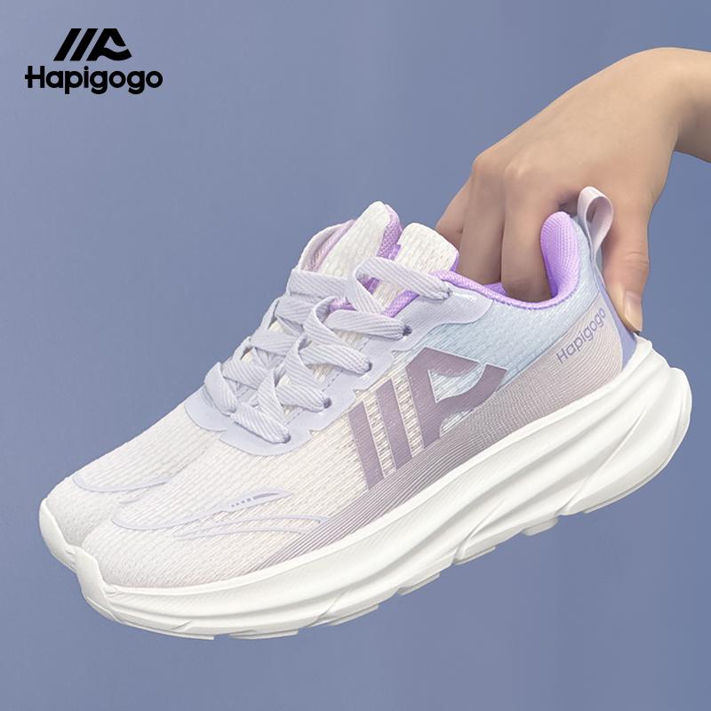 HAPIGOGO Sepatu Latihan Lari Wanita Tali Lavender Desain Sporty Tinggi Hak 1-3 cm Sol Antiselip Ringan Nyaman untuk Penggunaan Seharian outdoor Running Olahraga,sepatu running,sepatu running cewek