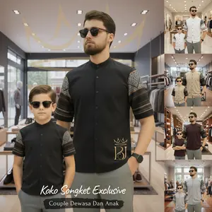 BJ KOKO Baju Koko Motif Songket Baju Koko Couple Anak Ayah 2026 untuk Tampilan Elegan dan Nyaman