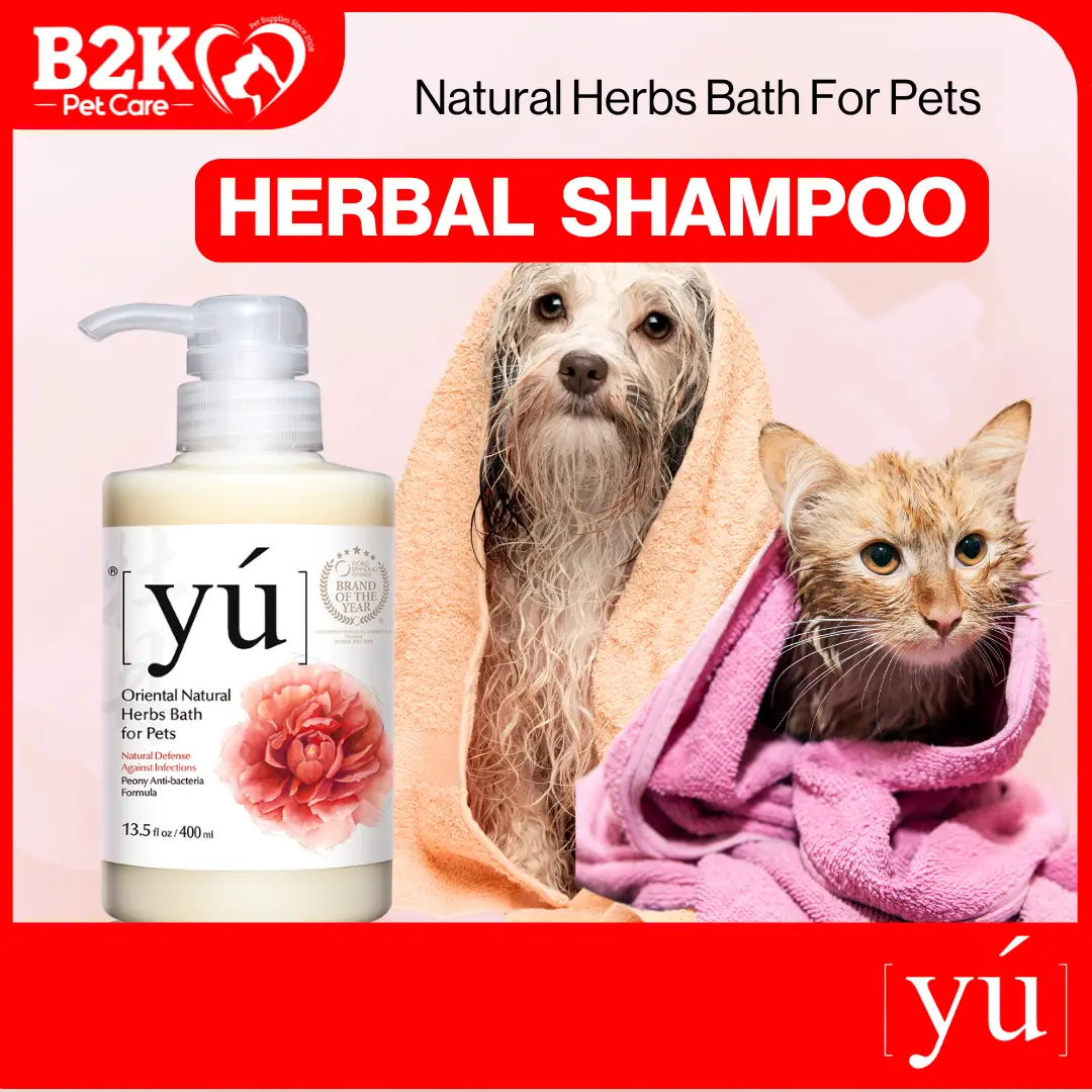 (400ml) YU Shampoo Oriental Natural Herbs Bath for Pets | Suitable for Dogs and Cats Gentle Long-Lasting