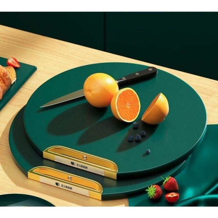 Talenan Bulat Anti Jamur & Anti Bakteri | Talenan Pegangan Putar Non-Slip untuk Dapur Kitchenware 0