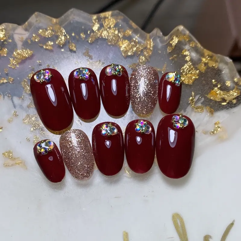 Simple Maroon Red Nail Art