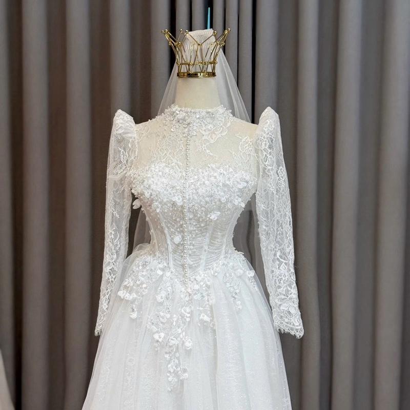 Váy suông đi bàn kim sa lấp lánh có cổ tay dài